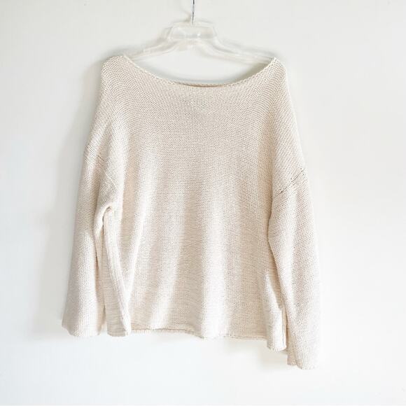 Massimo Dutti Cream Knit Open Neck Sweater - Picture 4 of 12